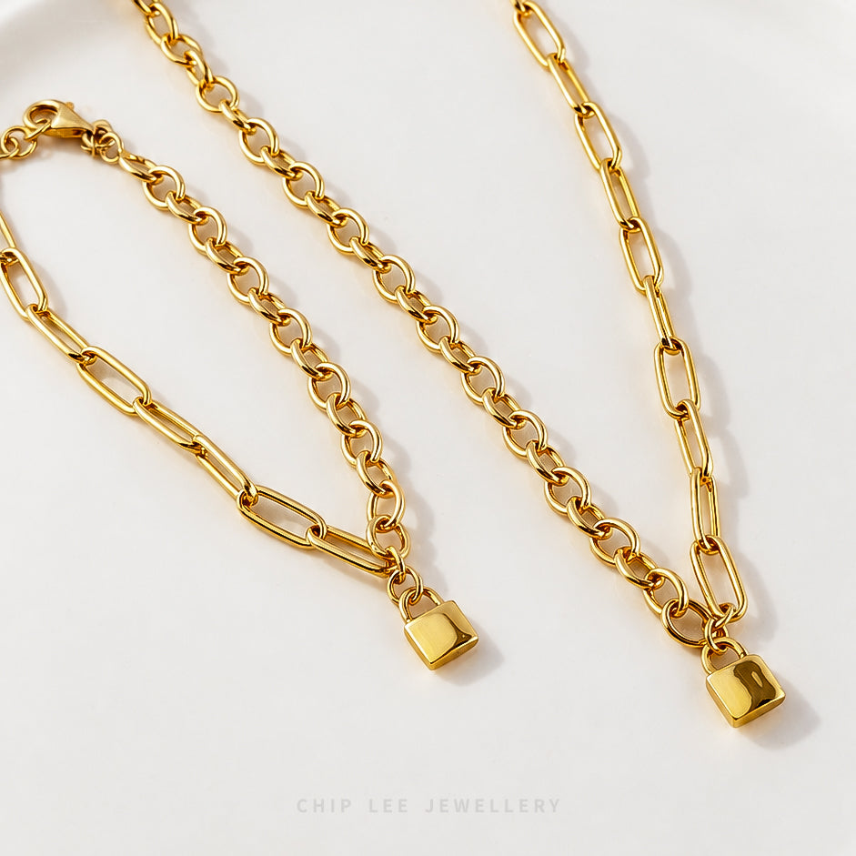 Mixed Chain Lock Bracelet