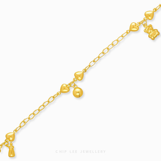 Mixed Charm Baby Anklet 6 – 916 Gold | Chip Lee Jewellery