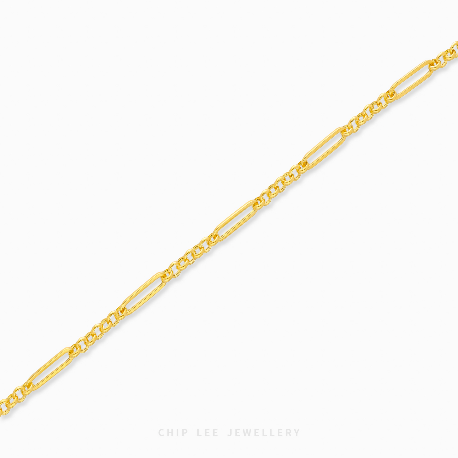 916 gold Mixed Paperclip Link Bracelet, modern women’s gold bracelet for everyday wear, stacking, or gifting