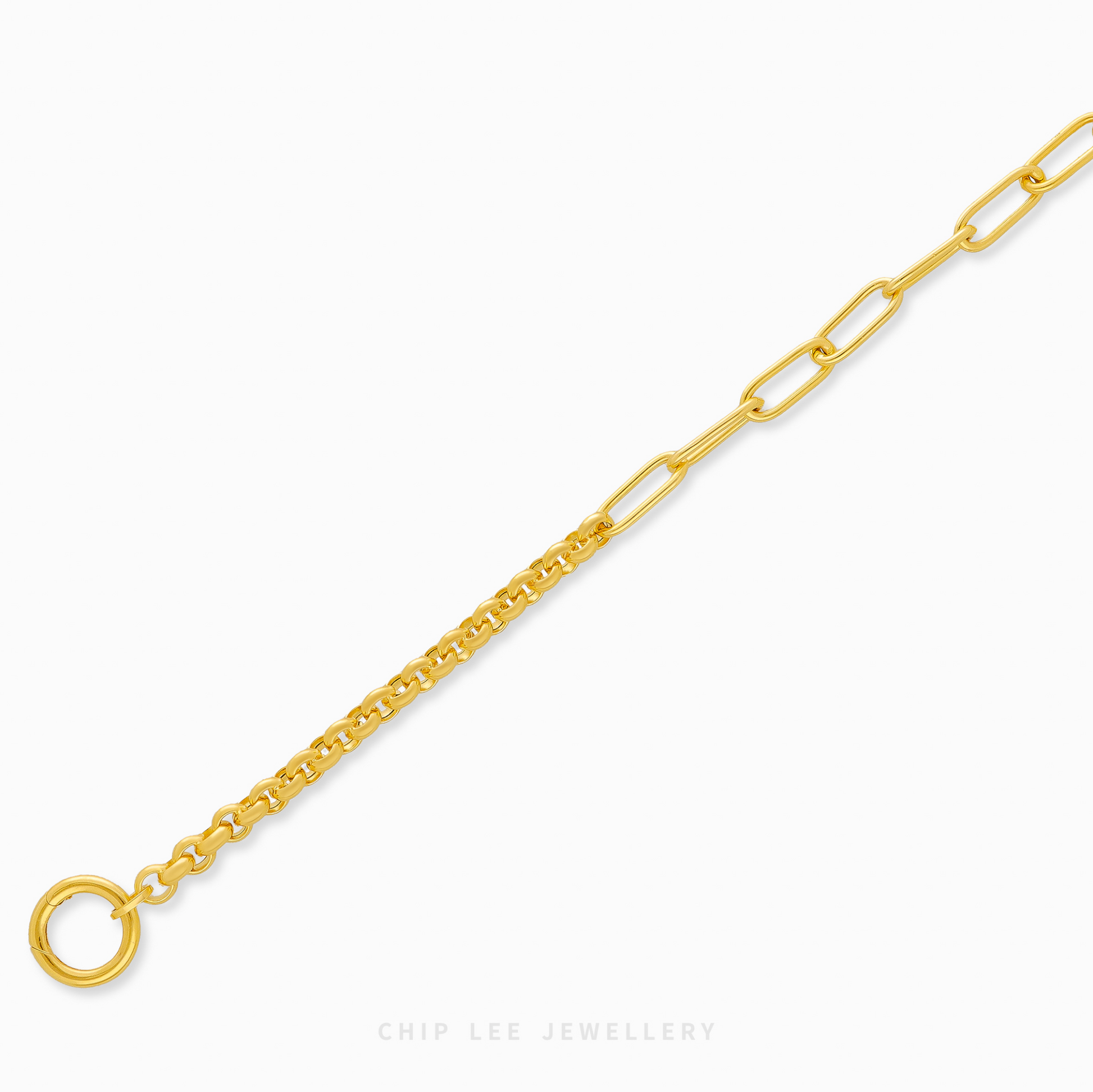 916 gold Mixed Paperclip Link Bracelet, modern women’s gold bracelet for everyday wear, stacking, or gifting