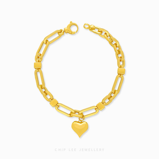 Heart Charm Link Bracelet