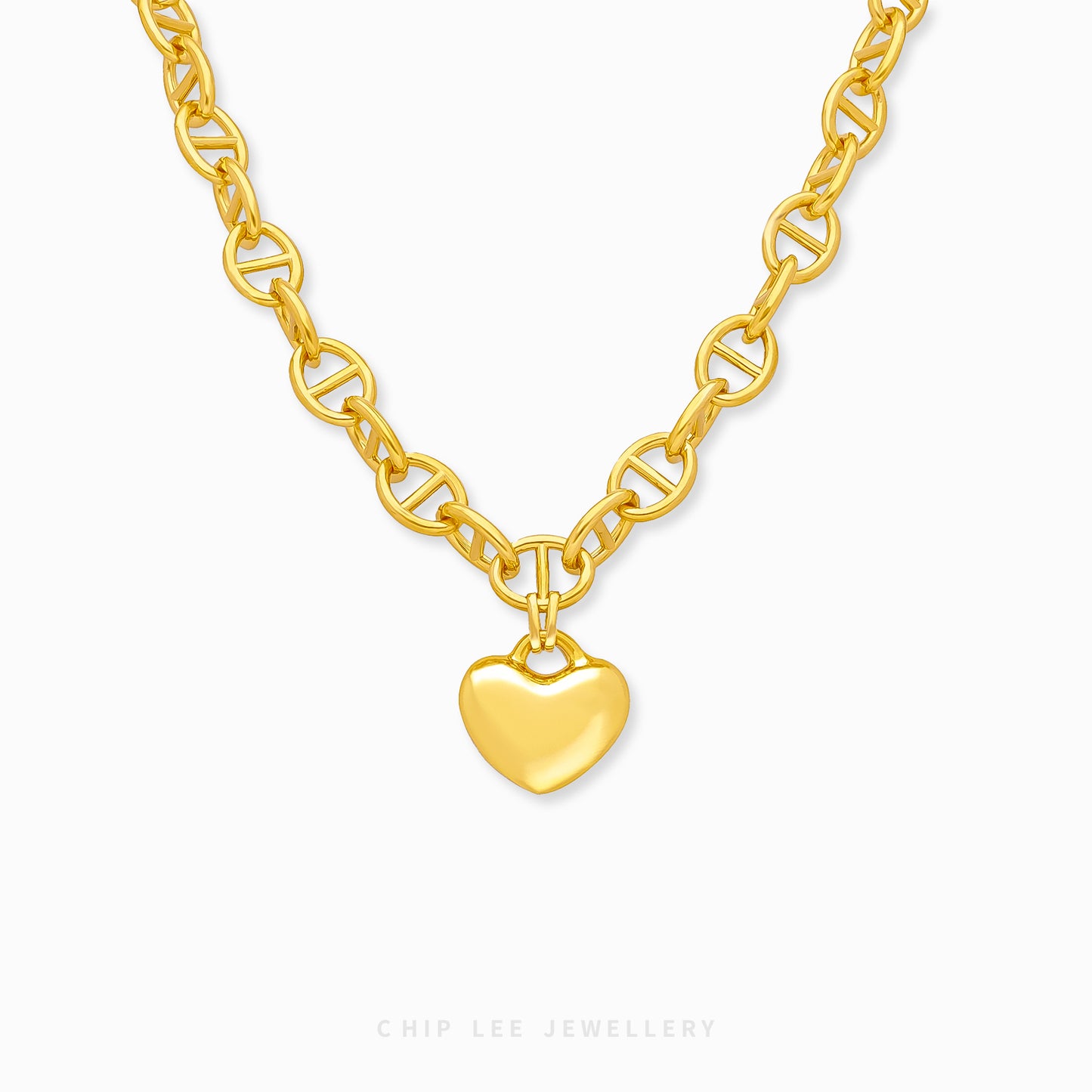 Heart Charm Mariner Chain Necklace