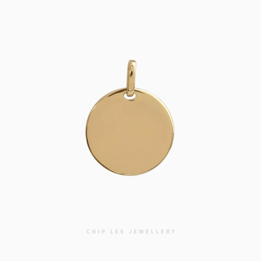 Oracle engravable pendant by Chip Lee Jewellery Singapore, luxury personalised necklace charm for initials, dates and gifts.