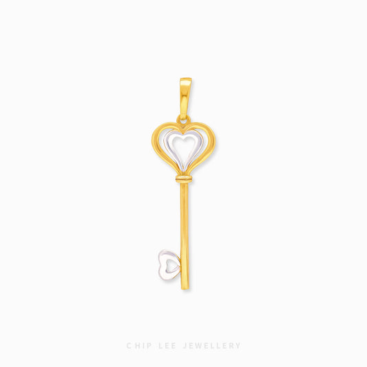 Duo Tone Heart Key Pendant