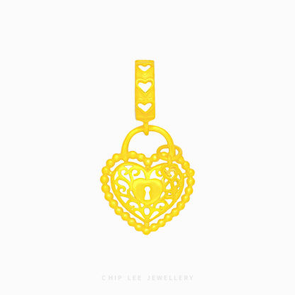 Intricate Heart Lock and Key Charm