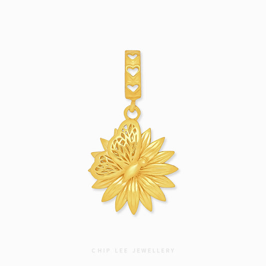 Sunflower Butterfly Charm