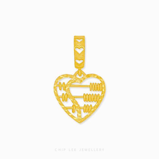 Crescent Heart Abacus Charm