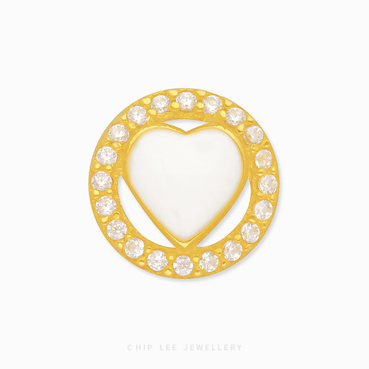 White Heart Circle Charm