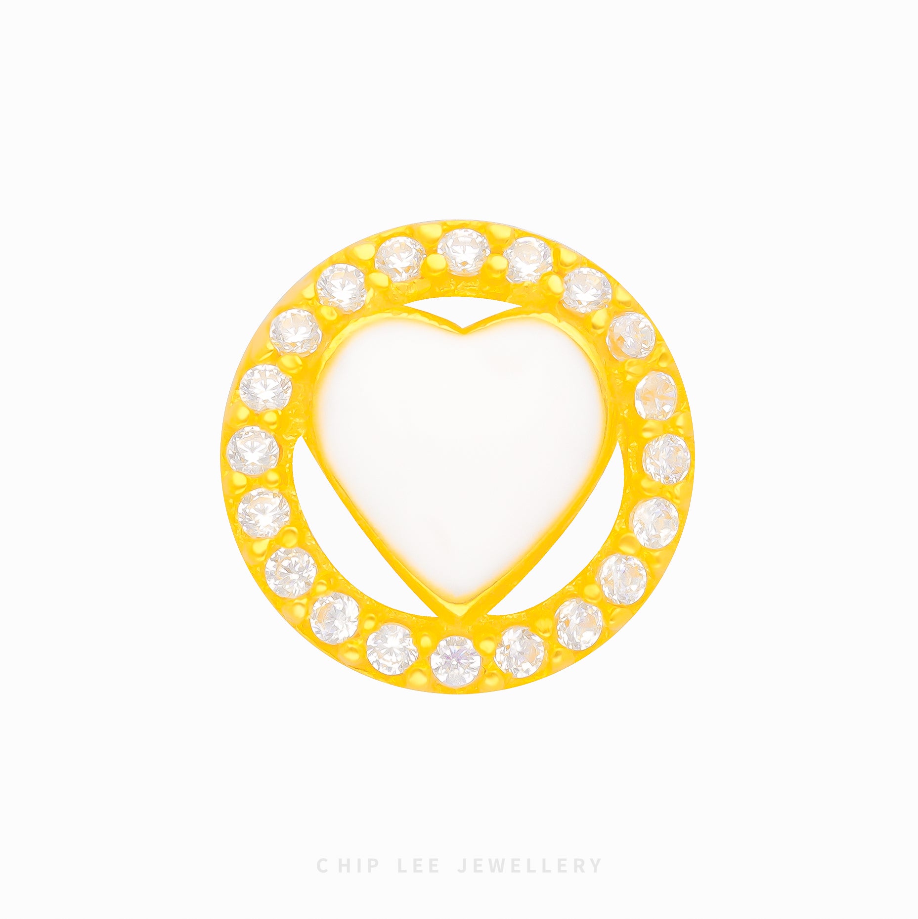 White Heart Circle Charm - Chip Lee Jewellery