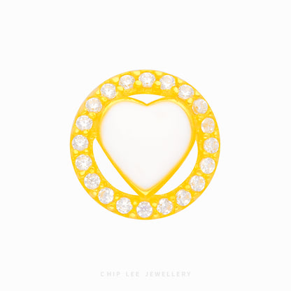 White Heart Circle Charm - Chip Lee Jewellery