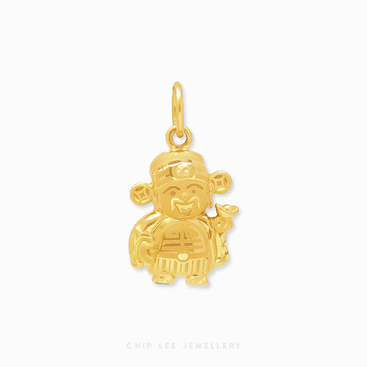 999 pure gold Money God pendant (財神) by Chip Lee Jewellery symbolising wealth, good fortune and Chinese tradition with intricate craftsmanship