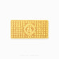A 999 pure gold bar with embossed Chinese characters and an auspicious symbol design in the center. Hallmarked in Singapore for certified purity and authenticity.