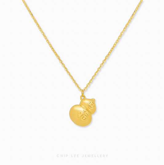 Prosperity Gourd Hu Lu (葫芦) Necklace in 916 gold