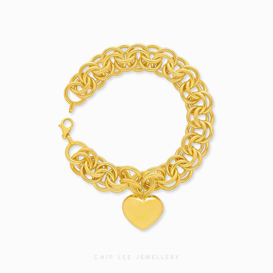 Heart Charm Link Chain Bracelet