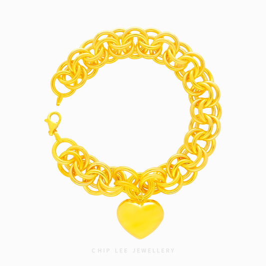 Heart Charm Link Chain Bracelet