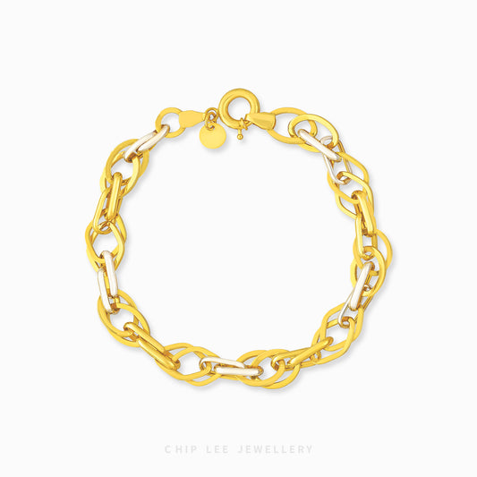Duo Tone Fancy Link Chain Bracelet - Chip Lee Jewellery