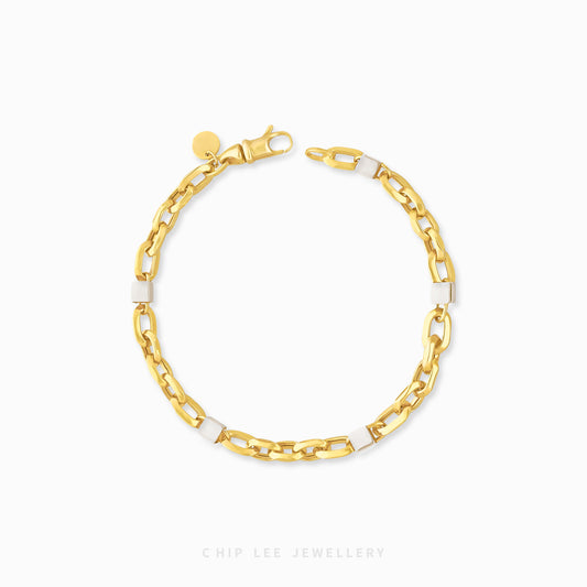 Duo Tone Cube and Link Chain Bracelet - Chip Lee Jewellery