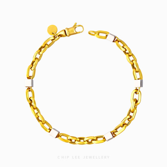 Duo Tone Cube and Link Chain Bracelet - Chip Lee Jewellery