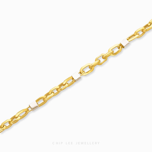 Duo Tone Cube and Link Chain Bracelet - Chip Lee Jewellery