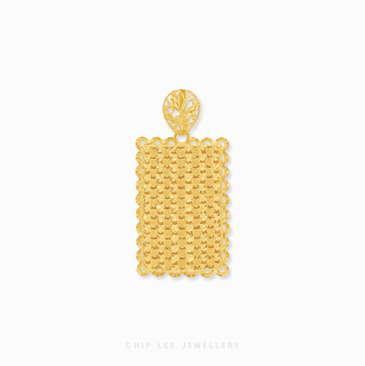 Rectangular Statement Pendant in 916 gold