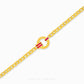 916 gold circular chain bracelet with red cubic zirconia. Hallmarked by Singapore Assay Office for certified purity and authenticity.