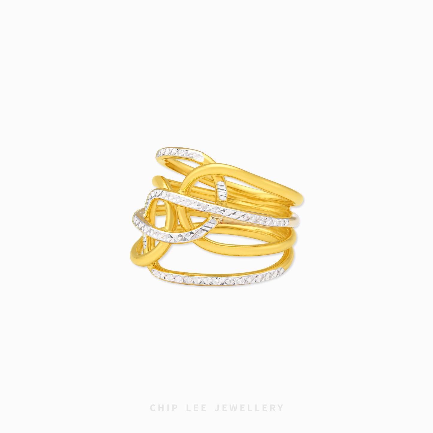 Duo Tone Chunky Intertwined Ring