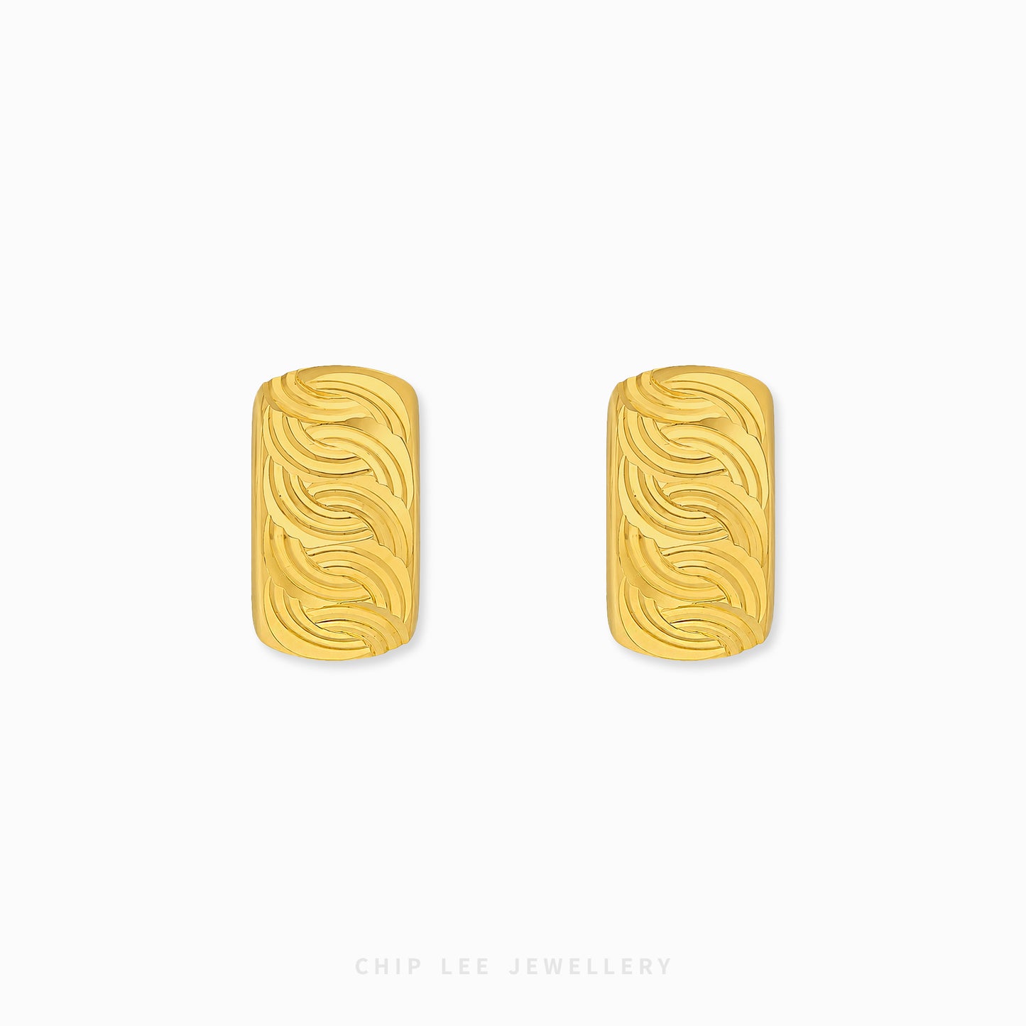 Ripple hoop earrings featuring elegant wave-inspired textured detailing.