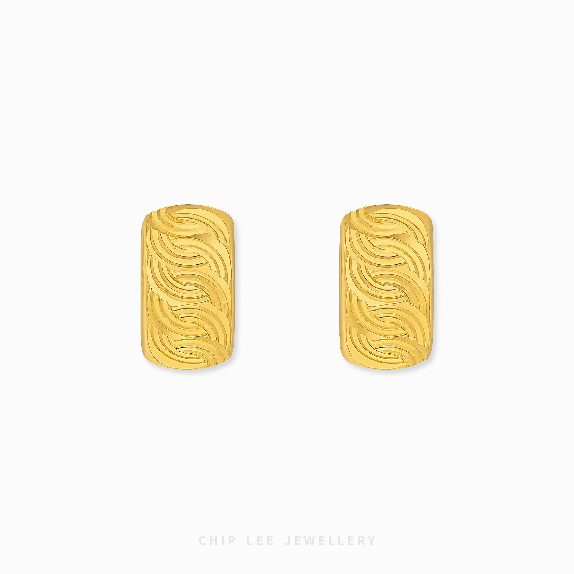 Ripple hoop earrings featuring elegant wave-inspired textured detailing.