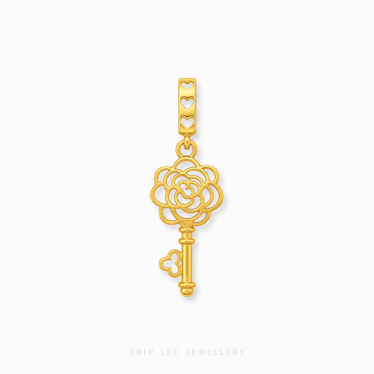 Rose Key Charm