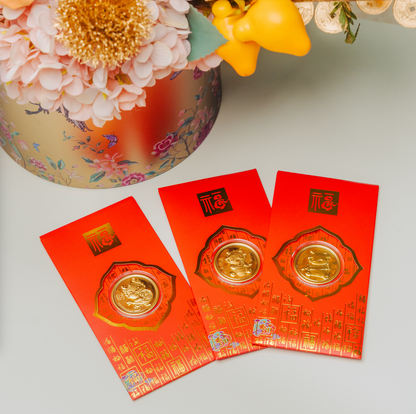 999 Dragon Gold Coin Red Packets (0.2g) - Chip Lee Jewellery