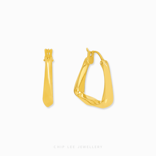 Hollow Rounded Triangular Hoop Earrings
