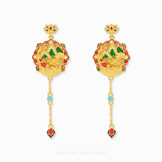 999 Pure Gold Traditional Dangling Earring  | Gu Fa Jin (古法金) Collection