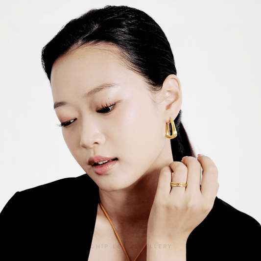 Hollow Rounded Triangular Hoop Earrings