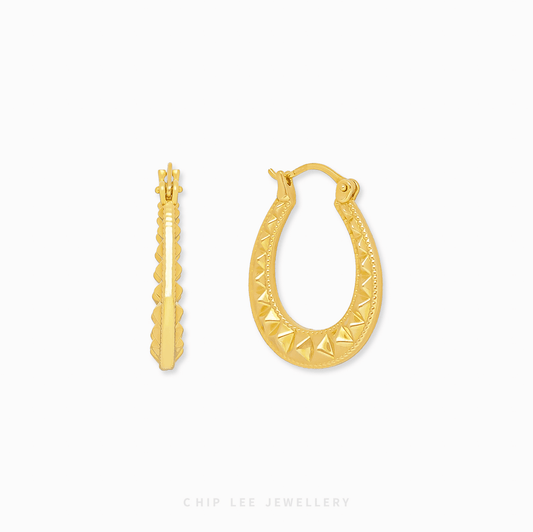 Textured Studded Hoop Earrings