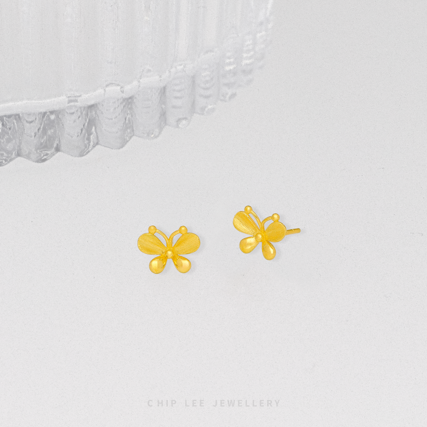 999 Pure Gold Butterfly Stud Earrings