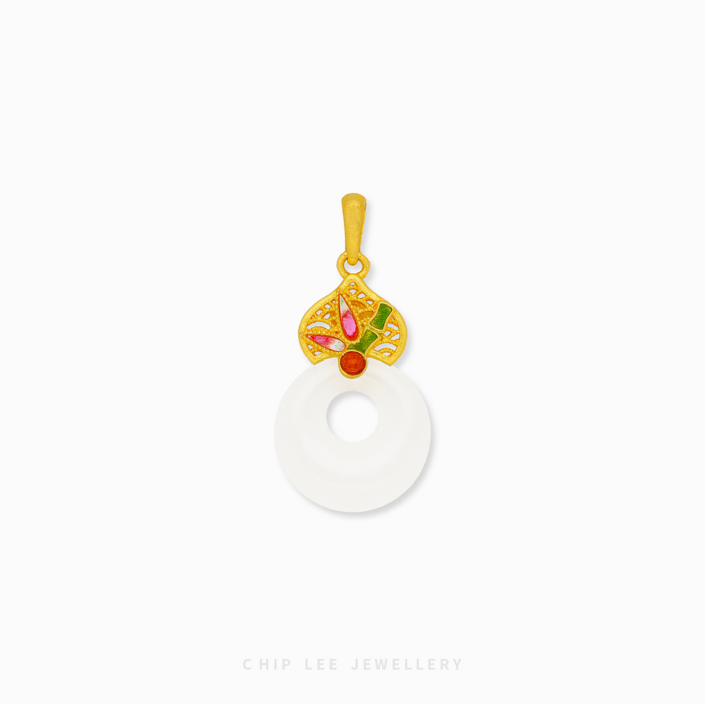 999 Pure Gold Dainty He Tian Jade Pendant