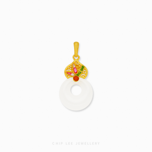 999 Pure Gold Dainty He Tian Jade Pendant