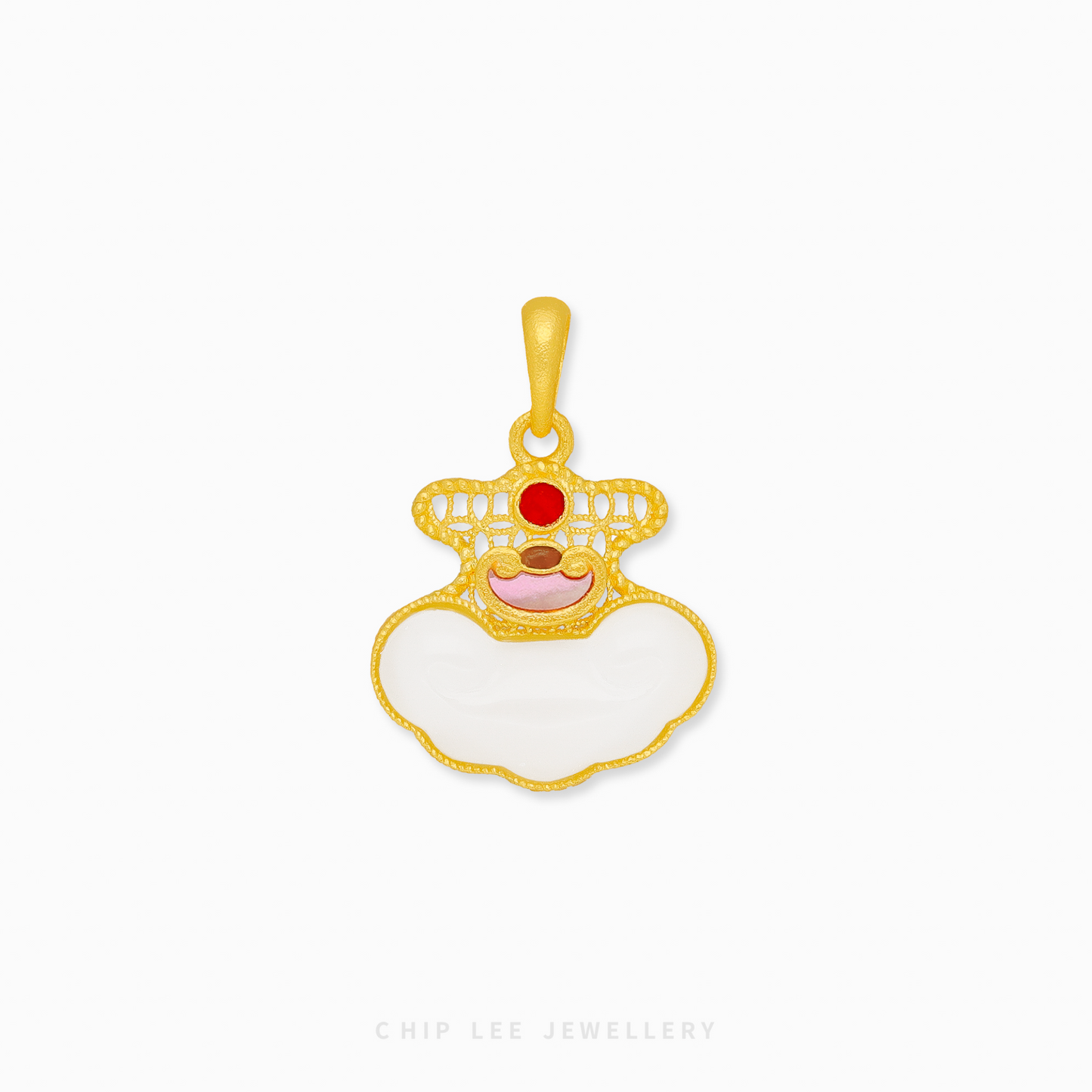 999 Pure Gold Dainty Cloud He Tian Jade Pendant