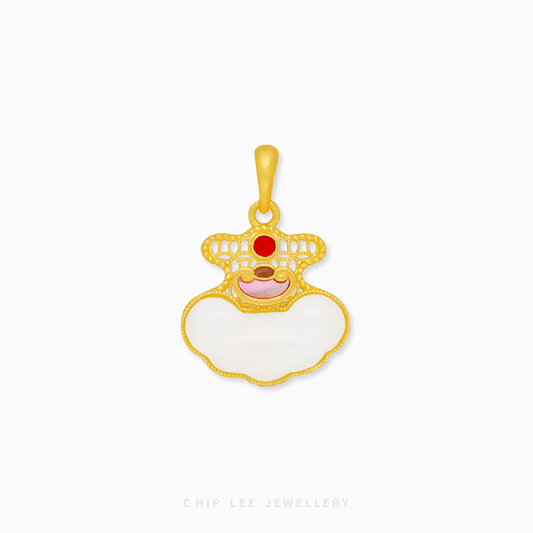 999 Pure Gold Dainty Cloud He Tian Jade Pendant