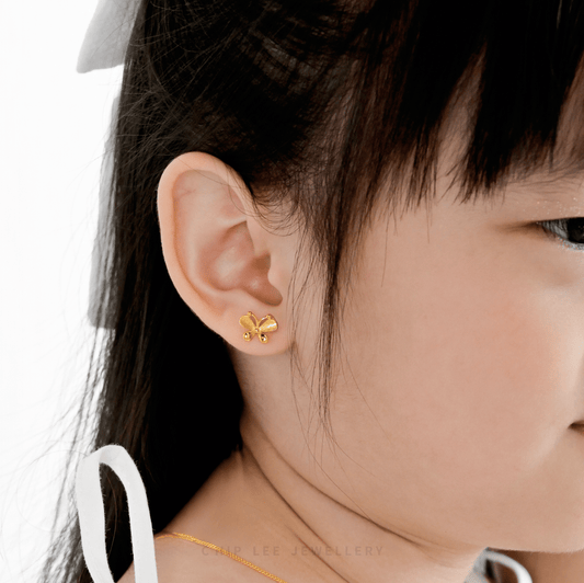 999 Pure Gold Butterfly Stud Earrings