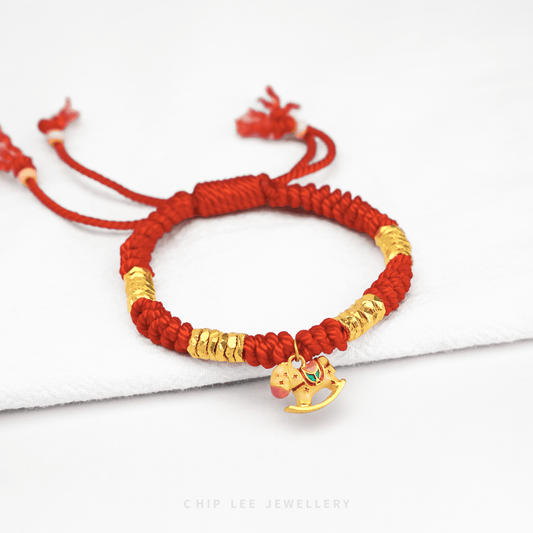 999 Pure Gold Unicorn Charm Adjustable Baby Bracelet