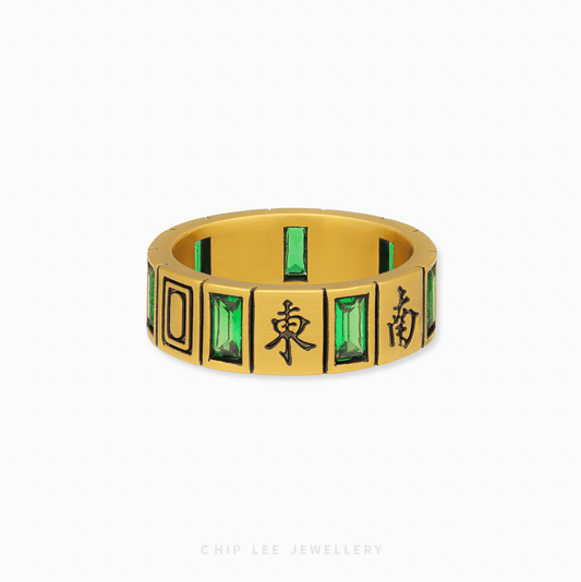 999 Pure Gold Black Mystic Mahjong Ring