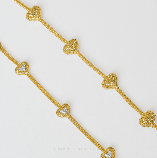 Duo Tone Heart Charm Bracelet