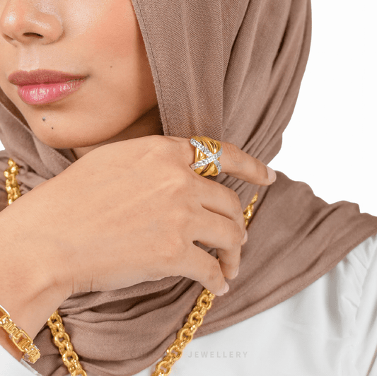 Duo Tone Criss-Cross Ring