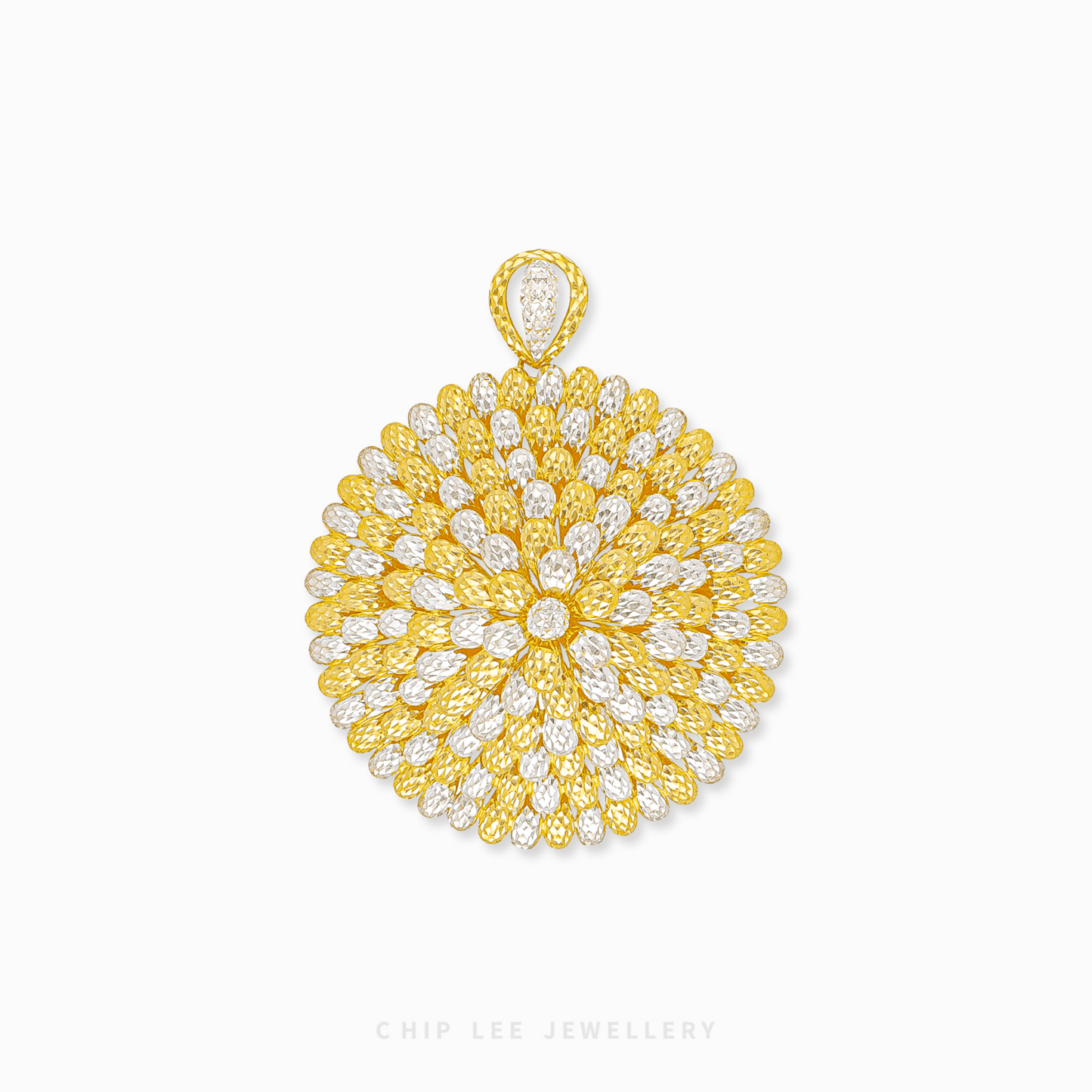 Duo Tone Intricate Floral Mandala Statement Pendant