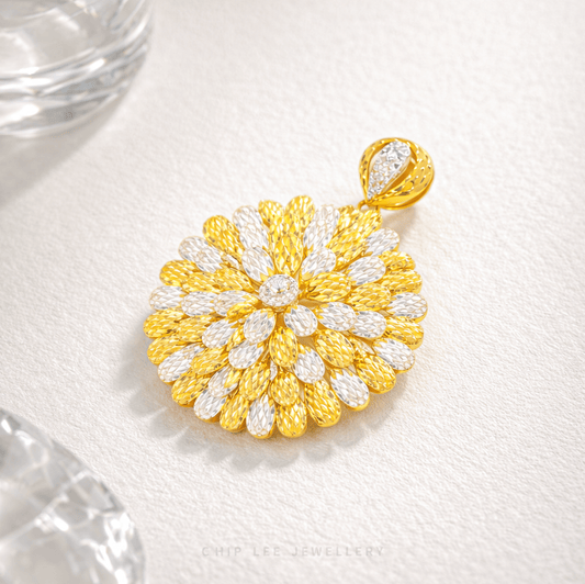 Duo Tone Statement Flower Pendant