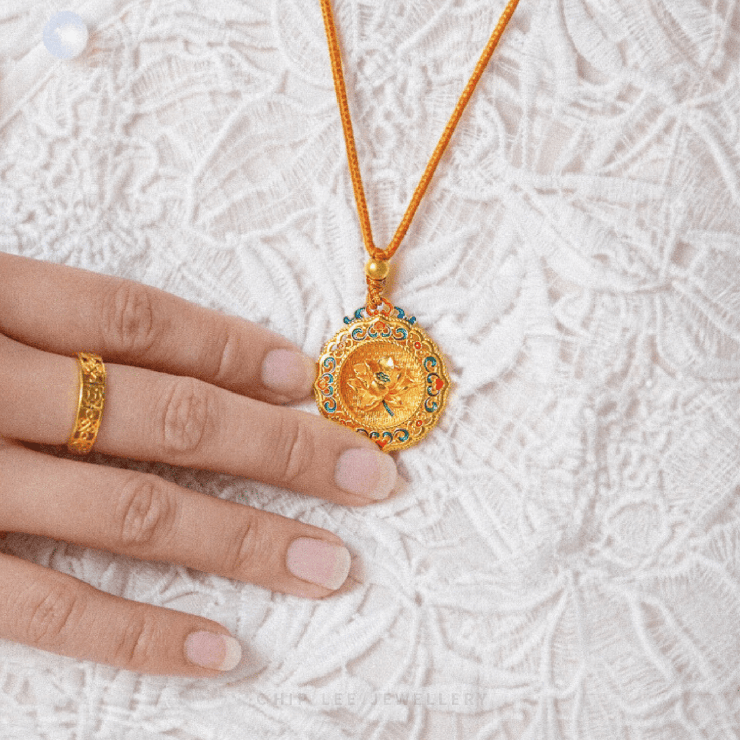 999 Pure Gold Lotus Bloom Gu Fa Jin Necklace