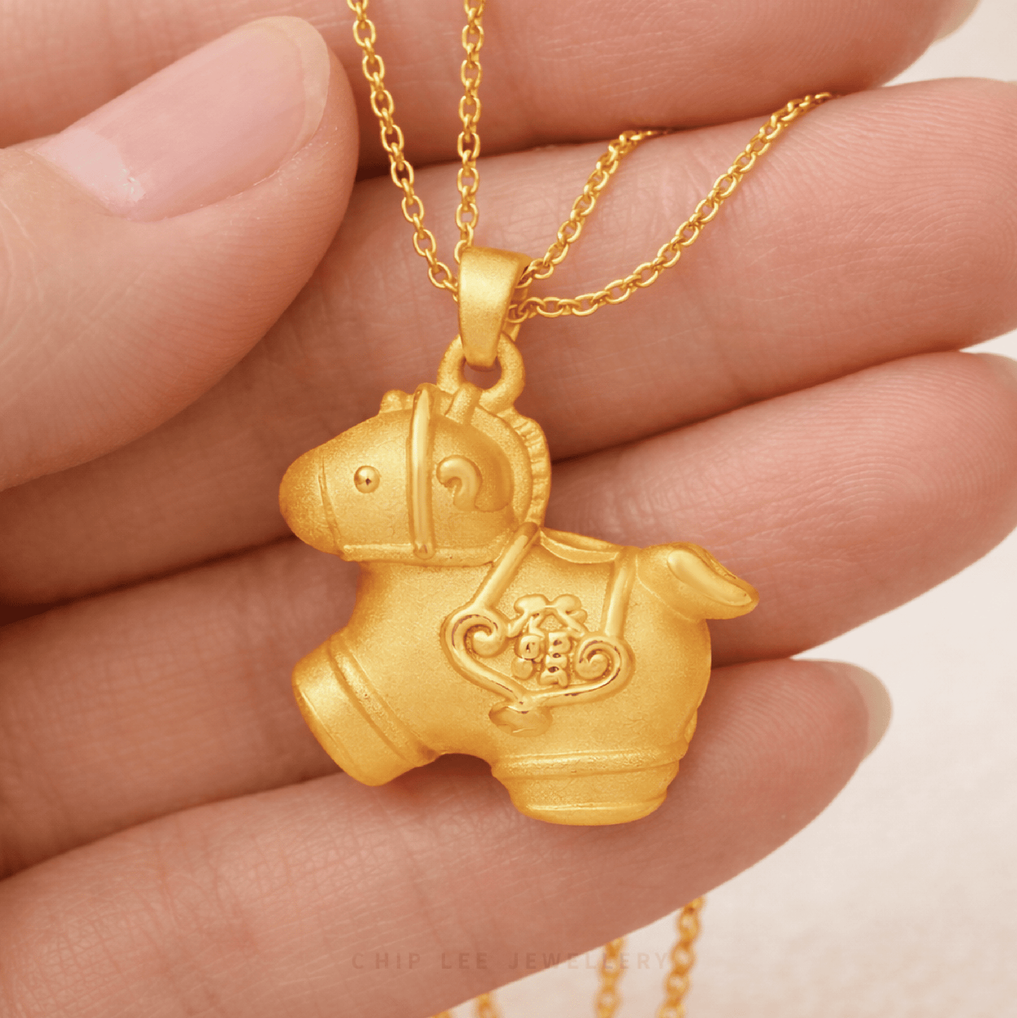999 Pure Gold Prosperous Horse Pendant