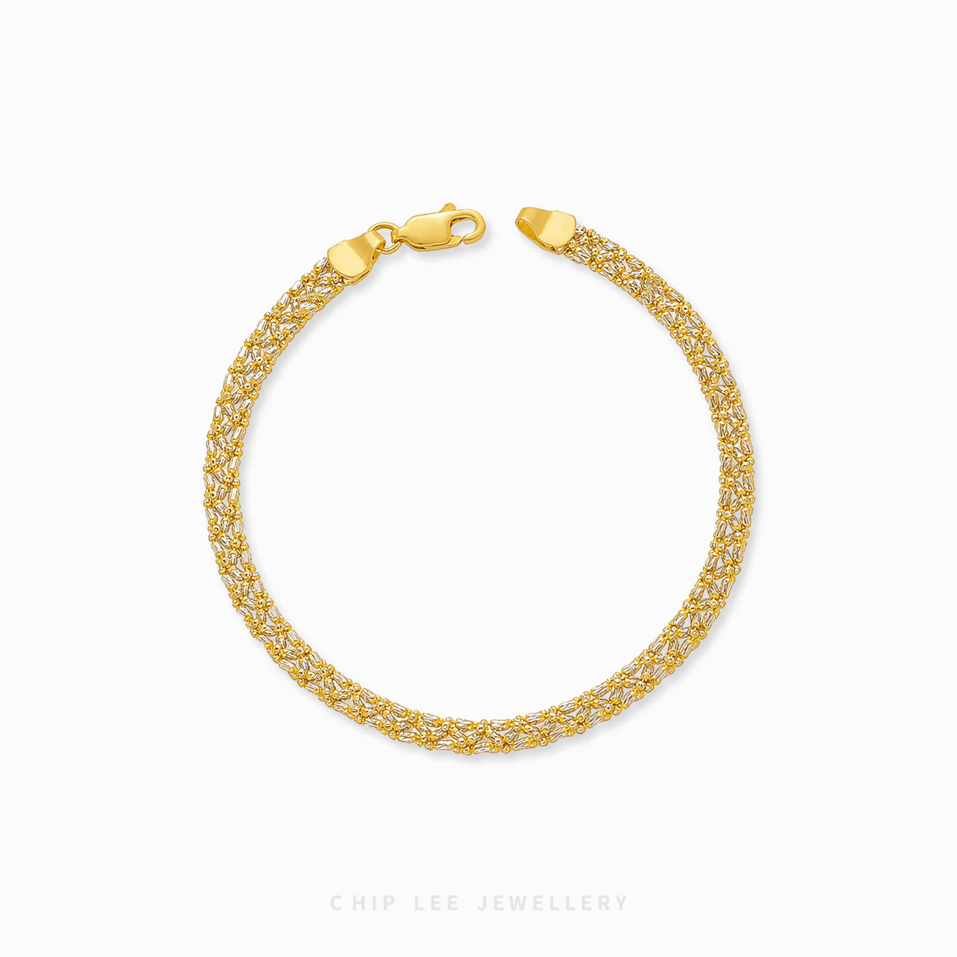 Duo Tone Bismark Chain Bracelet with intricate dual-tone links, classic elegant women’s jewelry, perfect for everyday or special occasions