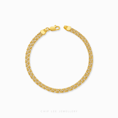 Duo Tone Bismark Chain Bracelet with intricate dual-tone links, classic elegant women’s jewelry, perfect for everyday or special occasions